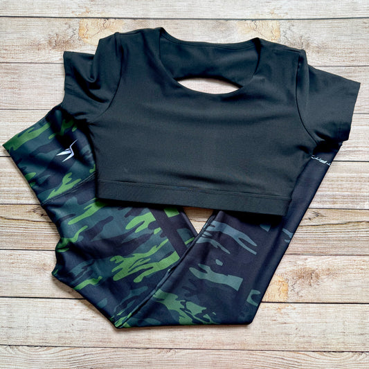 LICRA 146 + TOP SPORTY GLAM NEGRO